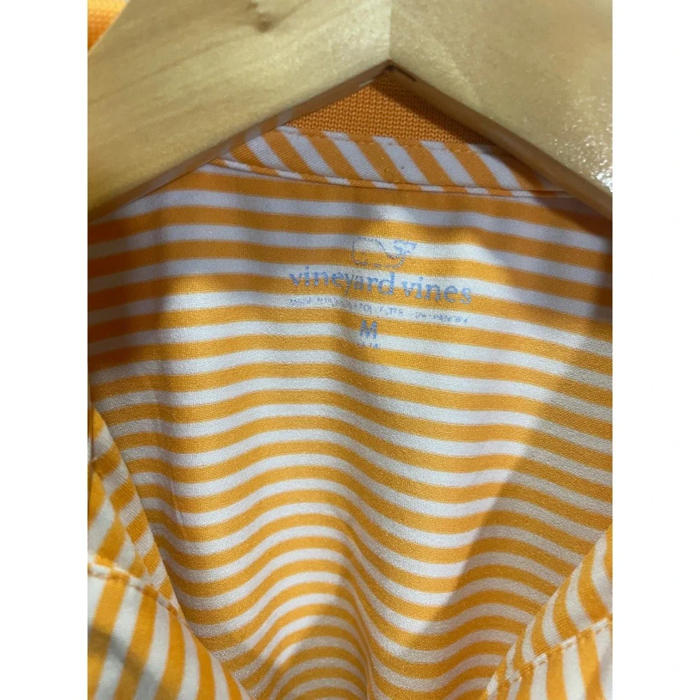Vineyard Vines Polo Shirt Kids Medium Orange Striped Performance Preppy Golf